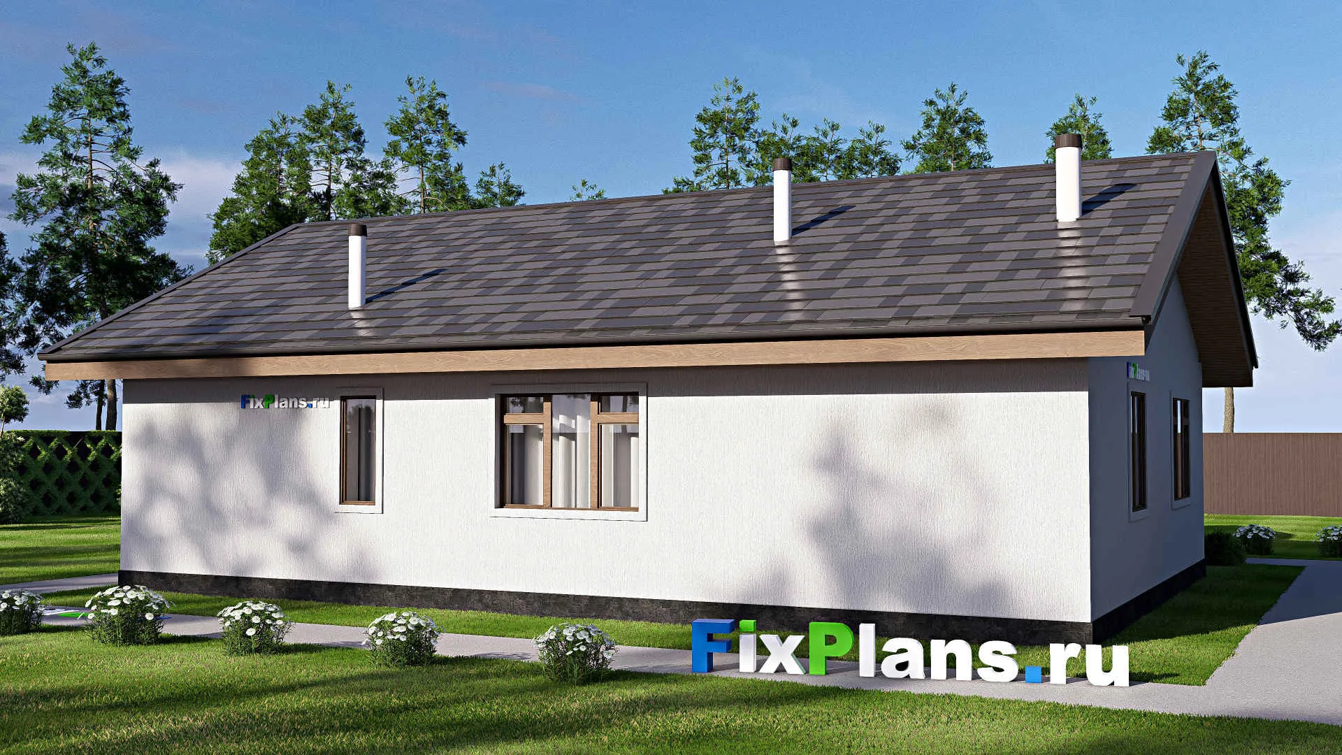 F-19160 - План одноэтажного дома 11 на 14, площадью 120 м² с 3 спальнями