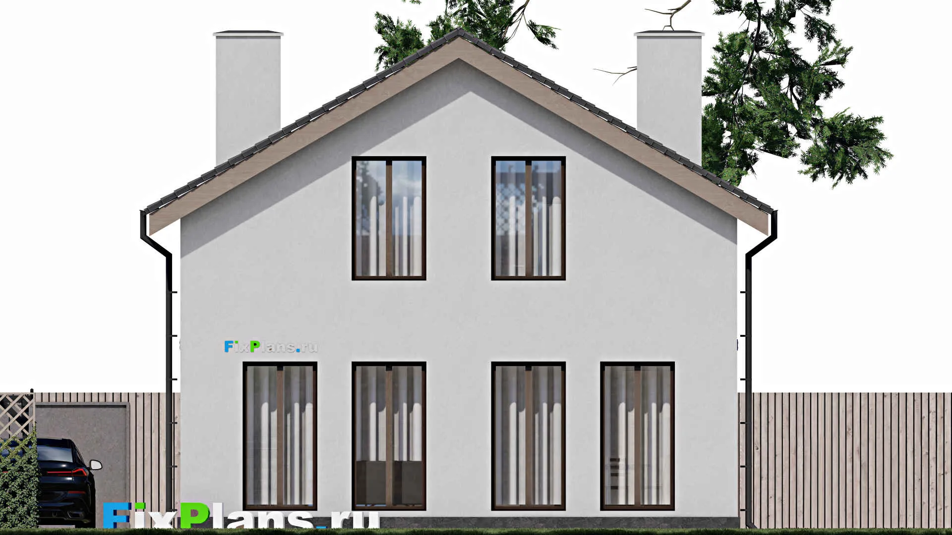 F-1340 - Проект дома с мансардой 9 на 10, площадью 140 м² с балконом и 3 спальнями