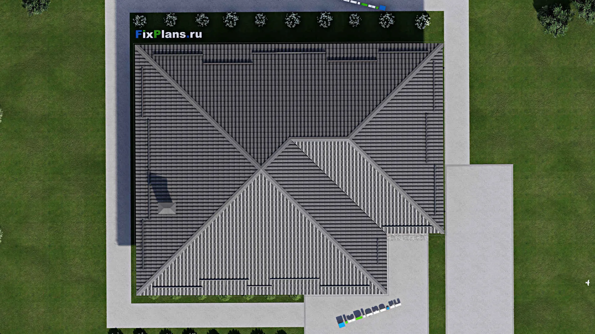F-4868 - Проект одноэтажного дома 14 на 17, площадью 180 м² с террасой и 4 спальнями