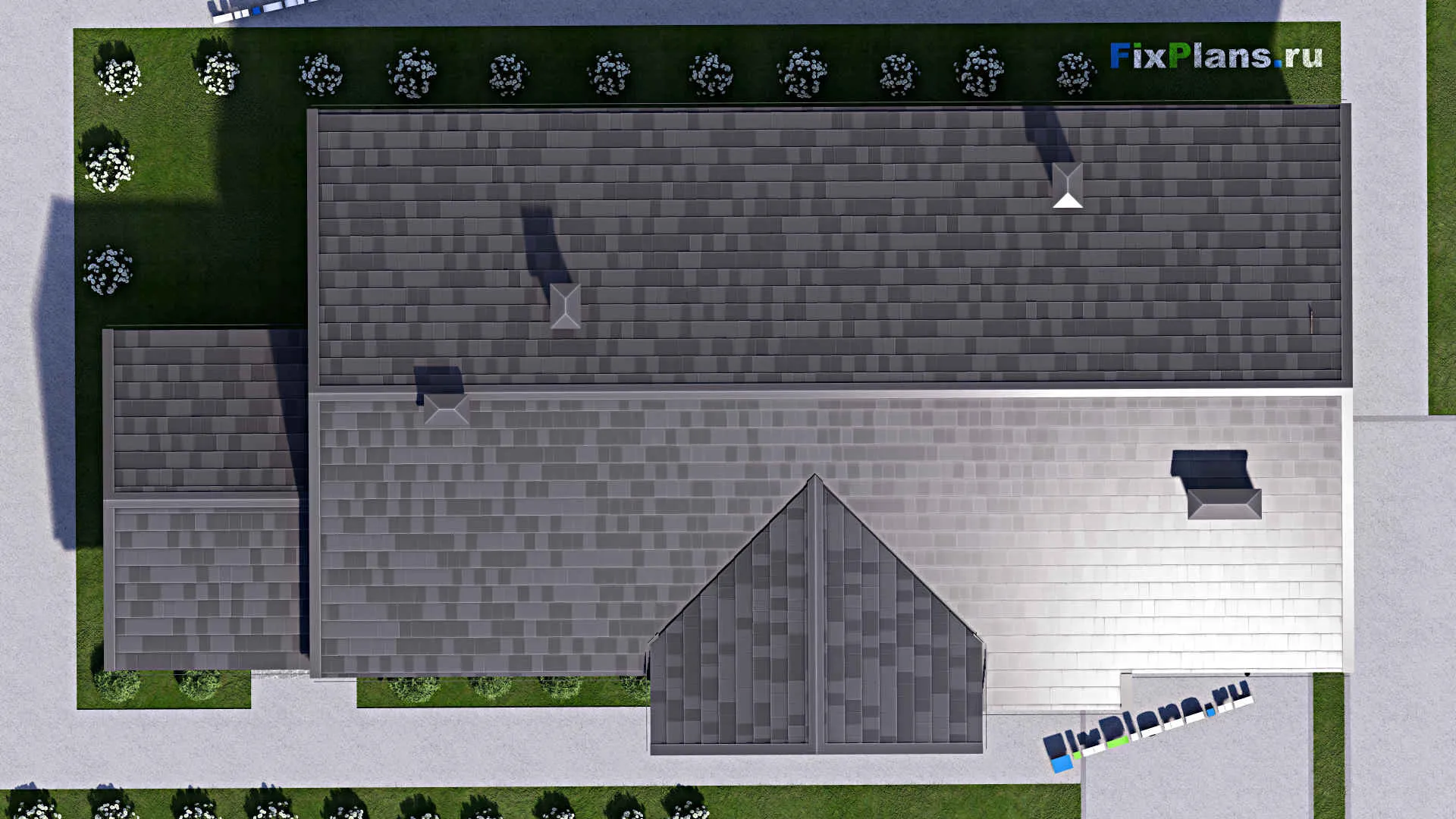 F-12923 - План одноэтажного дома 11 на 23, площадью 170 м² с террасой и 3 спальнями