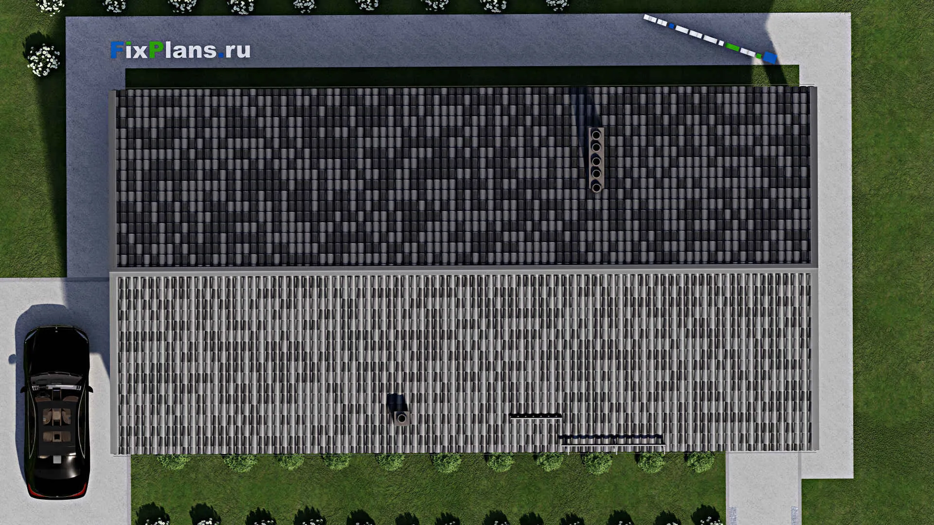 F-7370 - Проект одноэтажного дома 10 на 20, площадью 150 м² с террасой и 4 спальнями