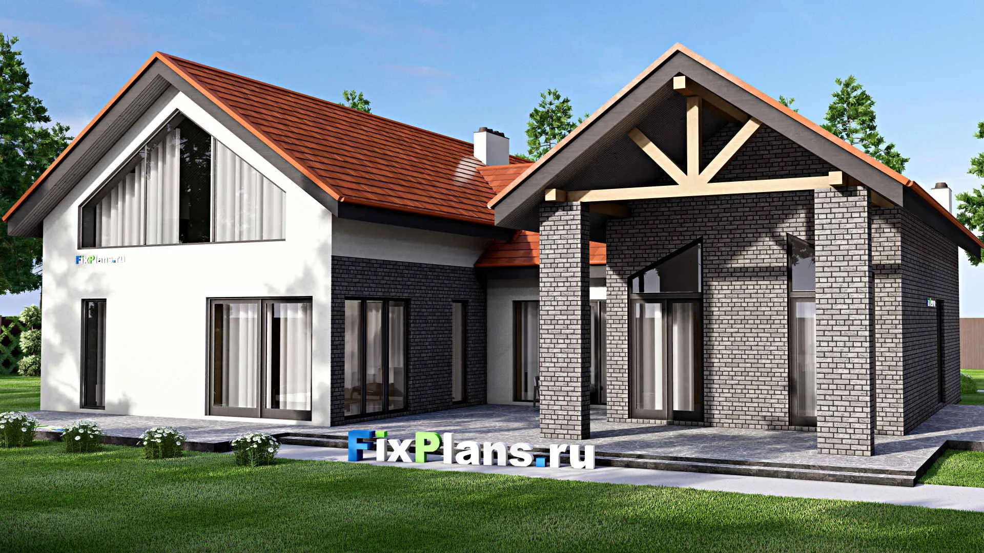 F-16307 - Проект дома с мансардой 21 на 24, площадью 360 м² с 3 спальнями