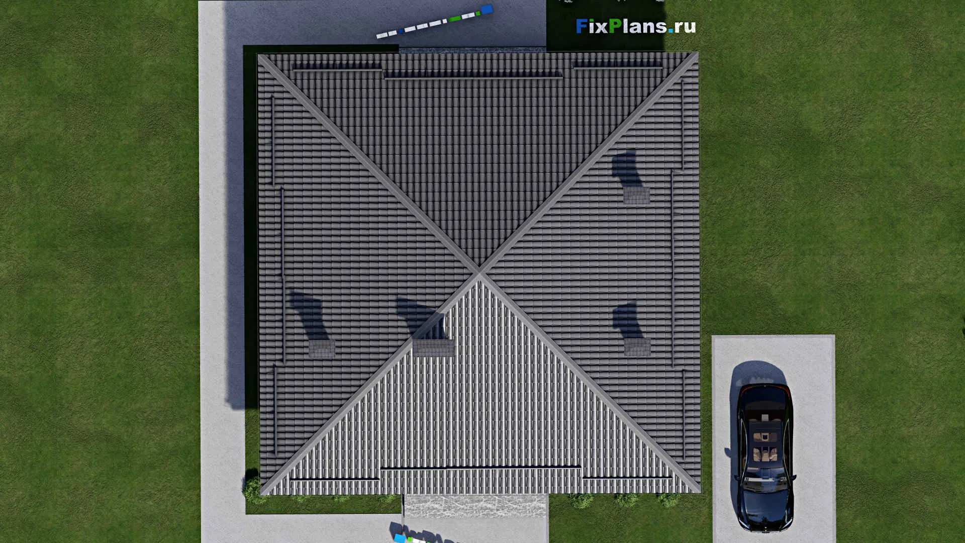 F-11096 - План одноэтажного дома 14 на 15, площадью 150 м² с террасой и 4 спальнями