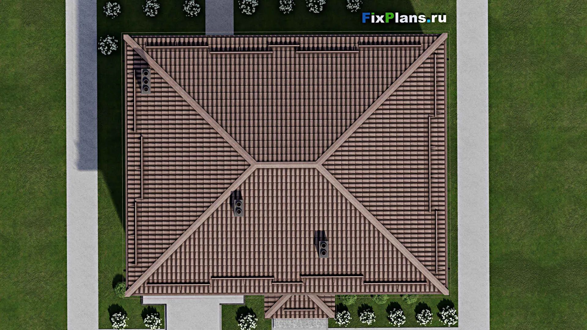 F-4634 - Планы двухэтажного дома 11 на 14, площадью 240 м² с гаражом на 1 машину и 5 спальнями