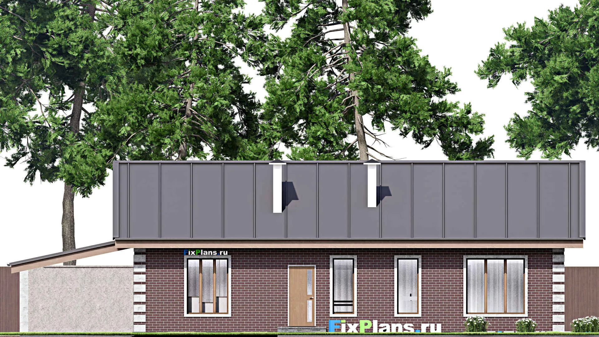 F-13517 - План одноэтажного дома 12 на 19, площадью 130 м² с баней и 3 спальнями