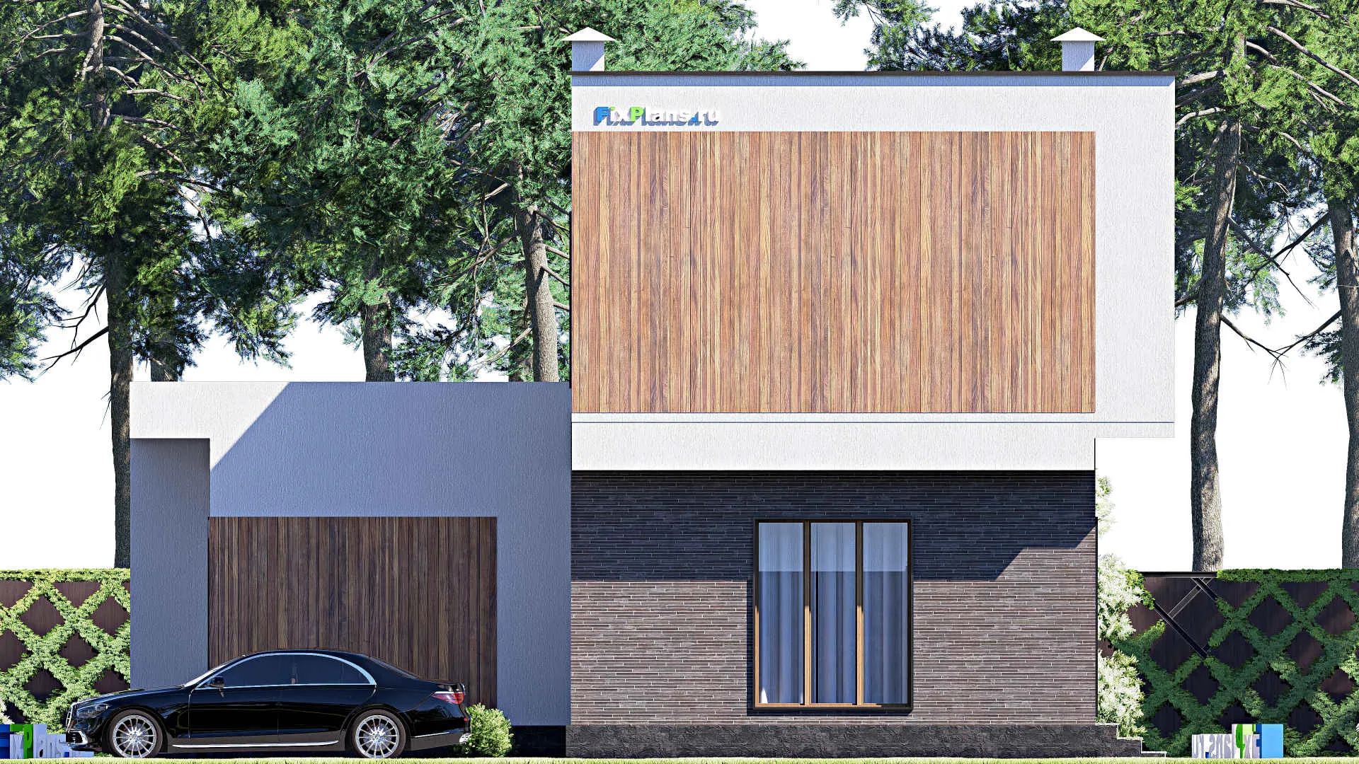 F-17855 - Планы двухэтажного дома 12 на 13, площадью 160 м² с балконом и 4 спальнями