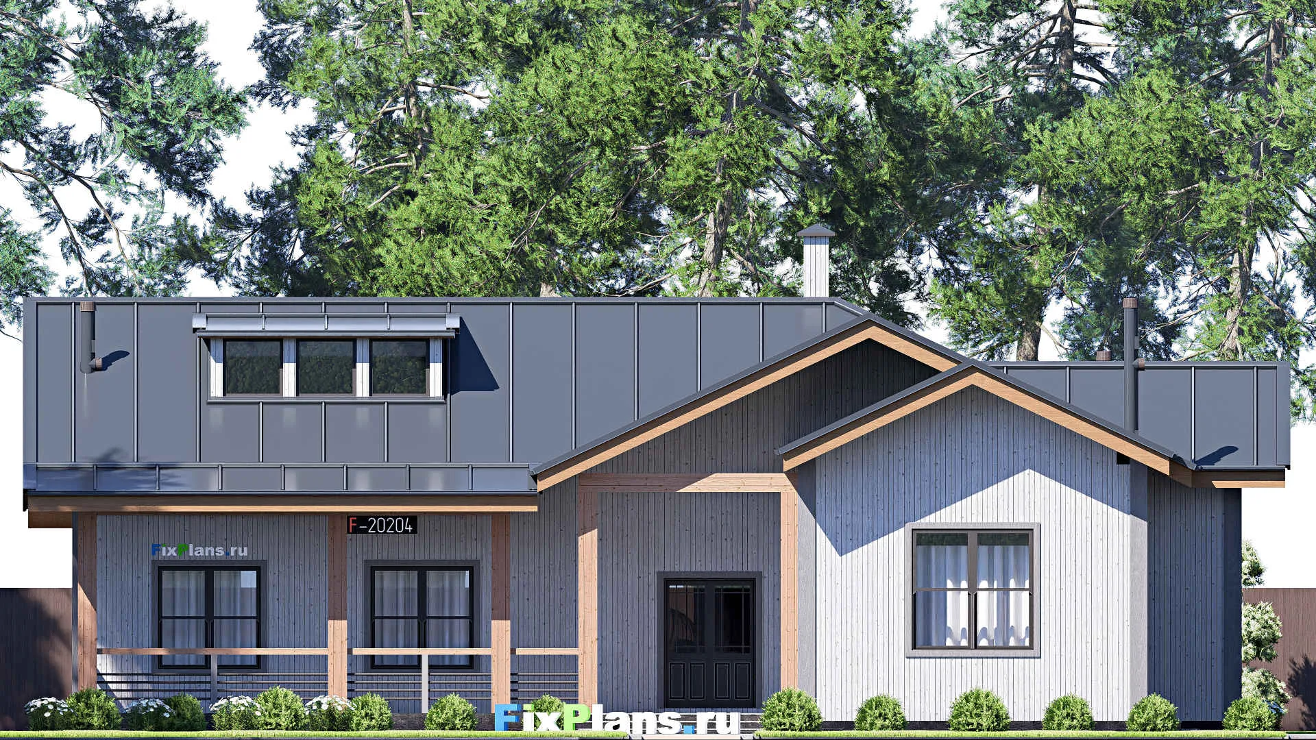 F-20204 - План одноэтажного дома 19 на 20, площадью 260 м² с террасой и 2 спальнями